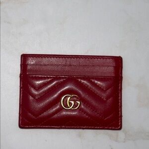 Gucci red  Card Wallet with Gold Emblem